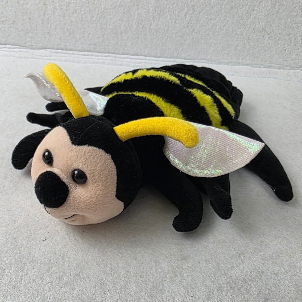 Caltoy Bumble Bee Hand Puppet Plush Black Yellow Iridescent Wings 2000 Vintage